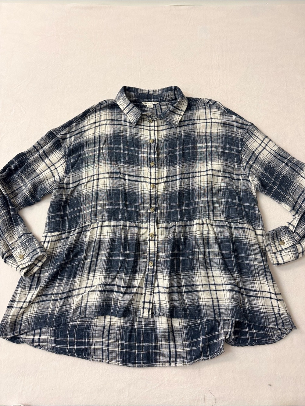 American Eagle Plaid BabyDoll Cottagecore Modern Western Top Size Small Womens